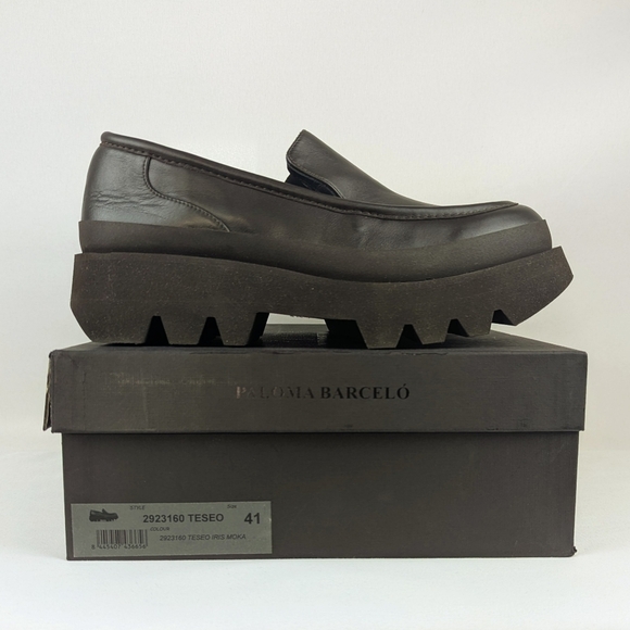 Paloma Barceló Teseo Iris Saw Edge Platform Loafer Moka Brown EU41 US 10.5 NIB - Picture 2 of 15